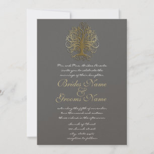 Goldene Baumwurzeln der Liebe Einladung zur Hochze