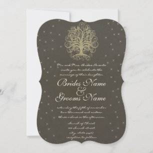 Goldene Baumwurzeln Liebe Hochzeit Einladung 4