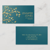 Goldene Baumzweig auf Aquamarin Visitenkarte (Vorne/Hinten)