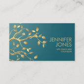 Goldene Baumzweig auf Aquamarin Visitenkarte (Vorderseite)