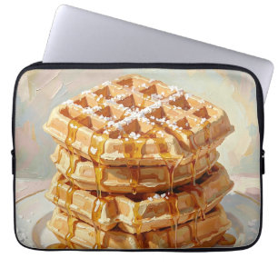 Goldene belgische Waffeln Sirup Ölmalerei Laptopschutzhülle