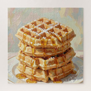 Goldene belgische Waffeln Sirup Ölmalerei Puzzle