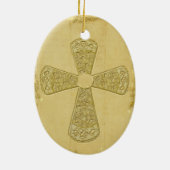 Goldene Bell-Kreuz Keramikornament (Hinten)