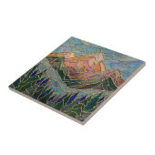 Goldene Berggipfel-Wald-Buntglas-Kunst Fliese (Seite)