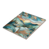 Goldene Berggipfel-Wald-Buntglas-Kunst Fliese (Seite)