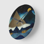 Goldene Bergketten Runde Wanduhr (Winkel)