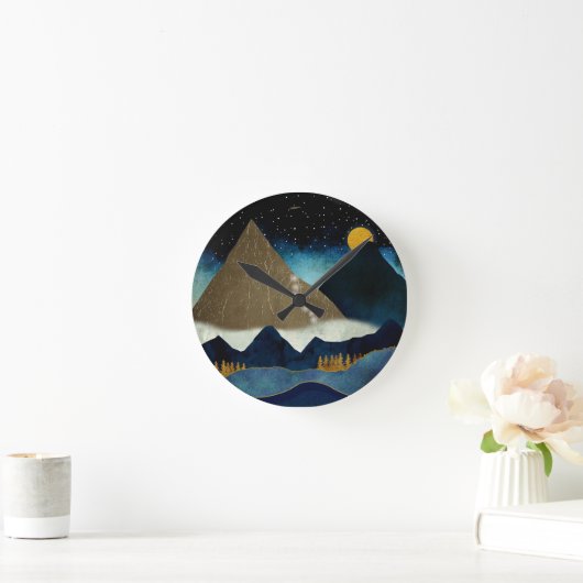 Goldene Bergketten Runde Wanduhr (Zuhause)