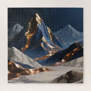 Goldene Berglandschaft aus Marmor Puzzle