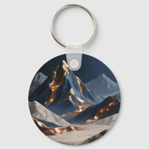 Goldene Berglandschaft aus Marmor Schlüsselanhänger