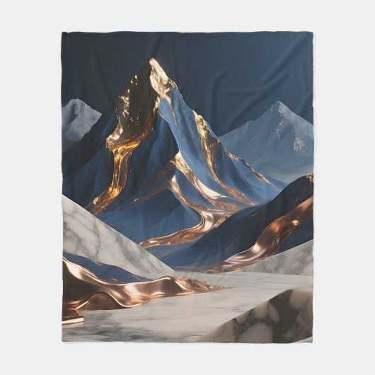 Goldene Bergmarmorlandschaft Fleecedecke (Vorderseite)