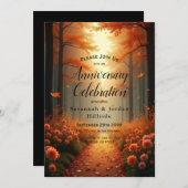 Goldene Bernstein Herbst Spazio -1 Einladung (Vorne/Hinten)