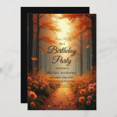 Goldene Bernstein Herbst Spazio -1 Einladung (Vorne/Hinten)