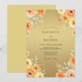 Goldene Bernsteinblatt-Hochzeit Einladung (Vorne/Hinten)
