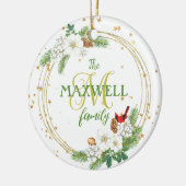 Goldene Berries, Petunien und Kardinal Keramik Ornament (Links)