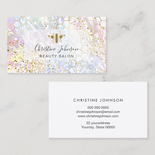 goldene Biene auf IMITATEN Glitzer Aquarell abstra Visitenkarte (Vorne/Hinten)