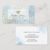 goldene Biene auf IMITATEN Glitzer blaue Wasserfar Visitenkarte (Vorne/Hinten)