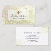 goldene Biene auf IMITATEN Glitzer Honigwabe Visitenkarte (Vorne/Hinten)