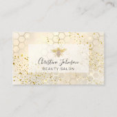 goldene Biene auf IMITATEN Glitzer Honigwabe Visitenkarte (Vorderseite)