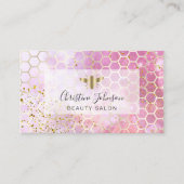 goldene Biene auf IMITATEN Glitzer lila rosa Aquar Visitenkarte (Vorderseite)