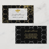 goldene Biene auf IMITATEN goldene Glitzern Bienen Visitenkarte (Vorne/Hinten)