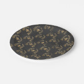 Goldene Biene auf schwarzem Party Pappteller (Schrägansicht)