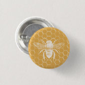Goldene Biene und Bienenwabe Button (Vorne & Hinten)