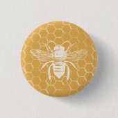 Goldene Biene und Bienenwabe Button (Vorderseite)