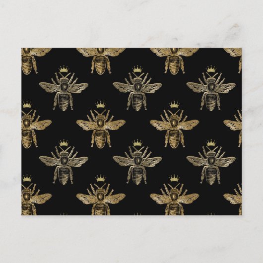Goldene Bienen auf schwarz Postkarte (Vorderseite)