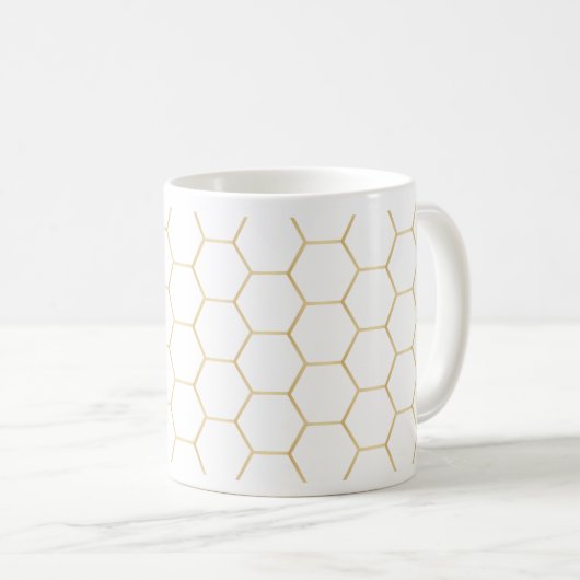 Goldene Bienenwaben-Kaffee-Tasse Kaffeetasse (VorderseiteRechts)