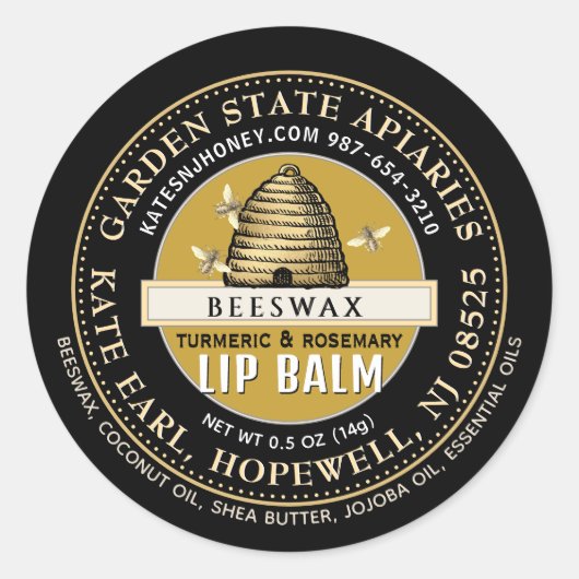 Goldene Bienenwachs mit Bienen Runder Aufkleber (Vorderseite)