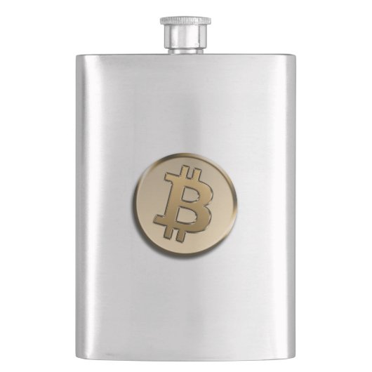 Goldene Bitcoin Classic Flasche Flachmann (Vorderseite)