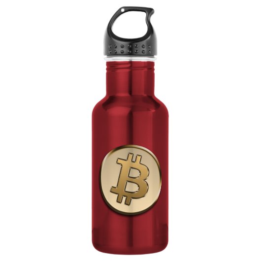 Goldene Bitcoin-Wasserflasche - ROT Edelstahlflasche (Vorderseite)
