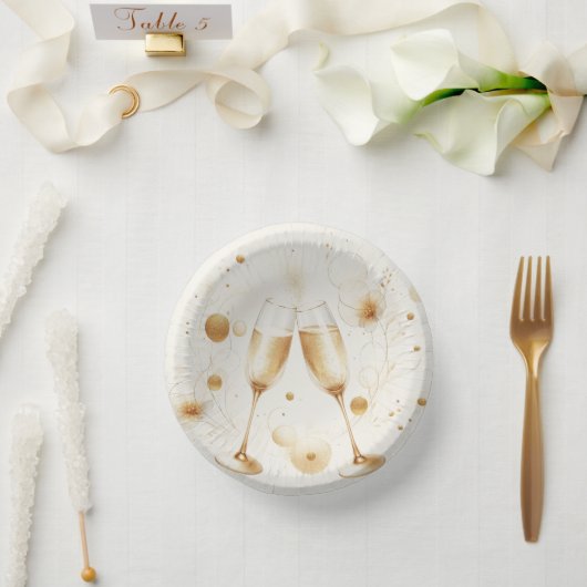 Goldene Blasen Papier Schalen Pappteller (Hochzeit)