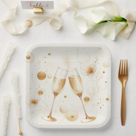 Goldene Blasen Papierplatten Pappteller (Hochzeit)
