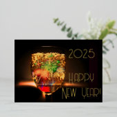 Goldene Blasen und Feuerwerk - glückliches neues J Folieneinladung (Stehend vorne)