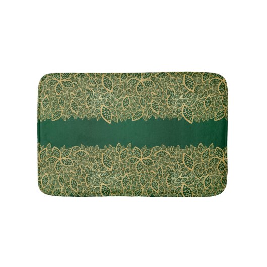Goldene Blatspitze auf grünem Hintergrund Badematte (Vorderseite)