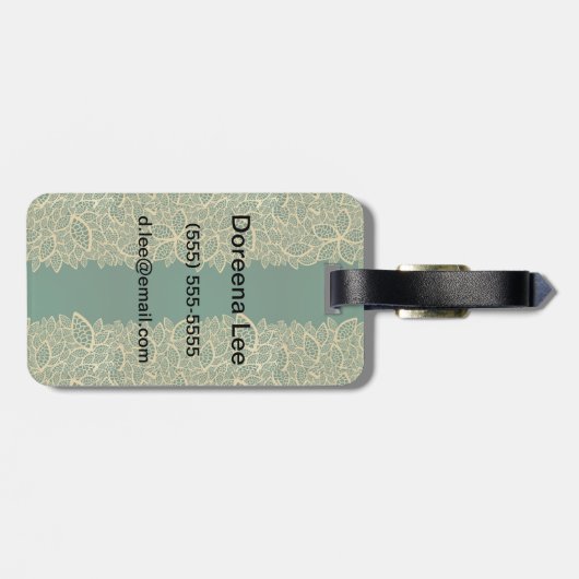 Goldene Blatspitze auf grünem Hintergrund Gepäckanhänger (Rückseite horizontal)