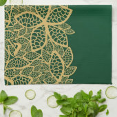 Goldene Blatspitze auf grünem Hintergrund Geschirrtuch (Gefaltet)