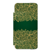 Goldene Blatspitze auf grünem Hintergrund Incipio iPhone Geldbeutel-Hülle (Folio Vorderseite)