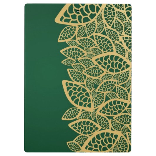 Goldene Blatspitze auf grünem Hintergrund Klemmbrett (Rückseite)