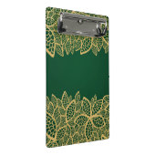 Goldene Blatspitze auf grünem Hintergrund Mini Klemmbrett (Schrägansicht)