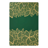 Goldene Blatspitze auf grünem Hintergrund Mini Klemmbrett (Rückseite)