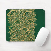 Goldene Blatspitze auf grünem Hintergrund Mousepad (Mit Mouse)