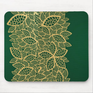 Goldene Blatspitze auf grünem Hintergrund Mousepad