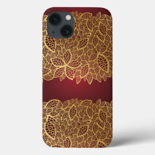 Goldene Blatspitze auf rotem Hintergrund Case-Mate iPhone Hülle