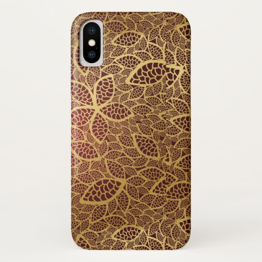 Goldene Blatspitze auf rotem Hintergrund Case-Mate iPhone Hülle (Rückseite)