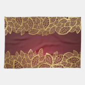 Goldene Blatspitze auf rotem Hintergrund Handtuch (Horizontal)