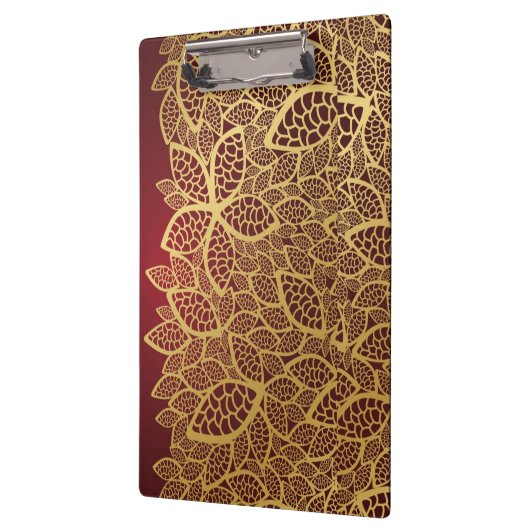 Goldene Blatspitze auf rotem Hintergrund Klemmbrett (Links)