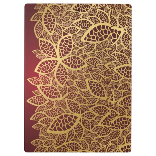 Goldene Blatspitze auf rotem Hintergrund Klemmbrett (Rückseite)