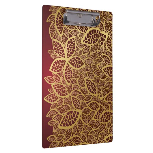 Goldene Blatspitze auf rotem Hintergrund Klemmbrett (Rechts)